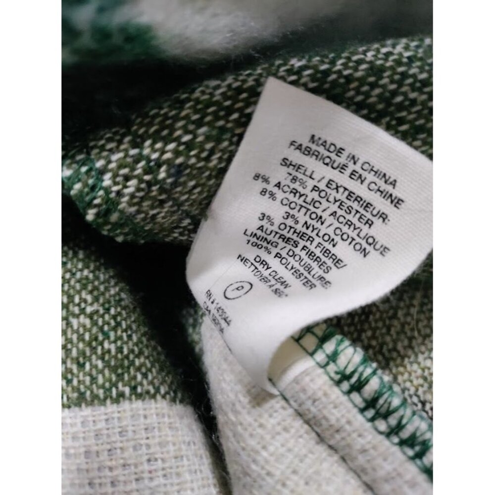 Avec Les Filles Green White Buffalo Plaid Wool Blend Shacket Overshirt - Picture 4 of 13